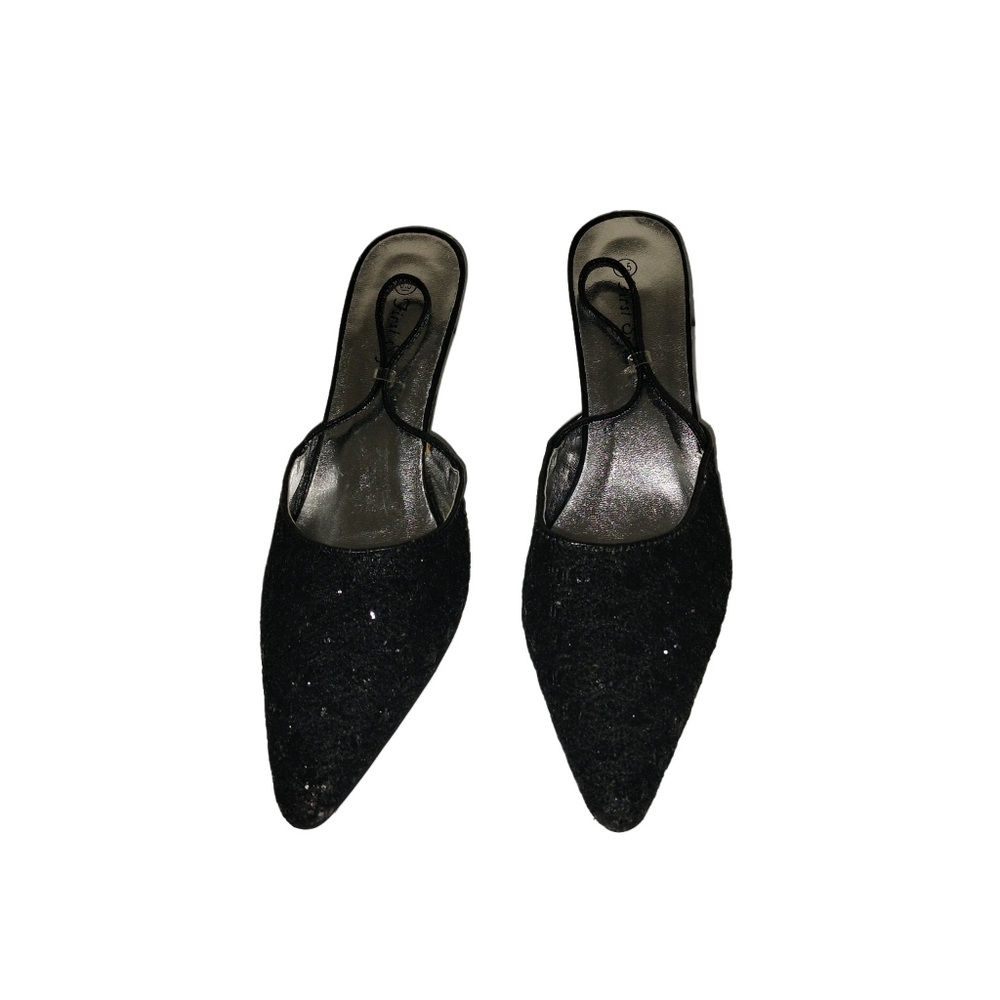 Black glitter formal kitten heel First Sight, by Joy Footwear Inc.